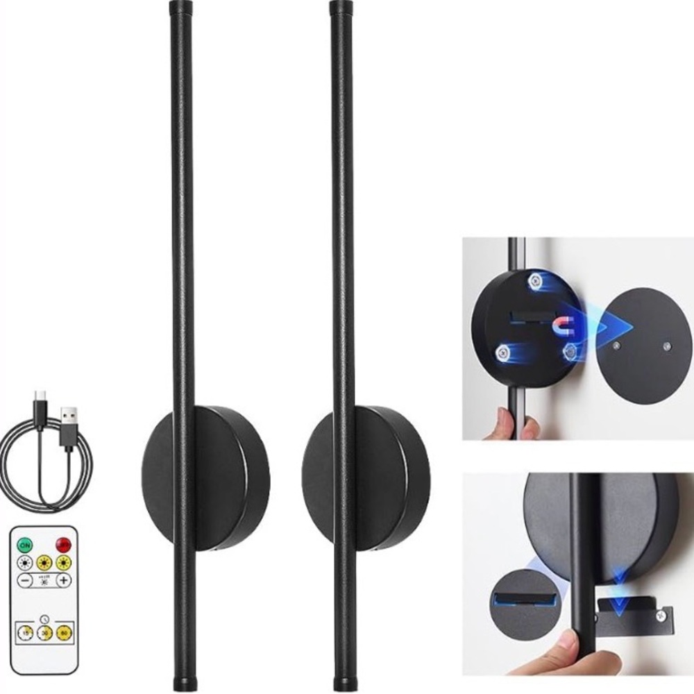 Set of 2 Battery Operated Wall Sconces Rechargeable Wireless Wall Lights